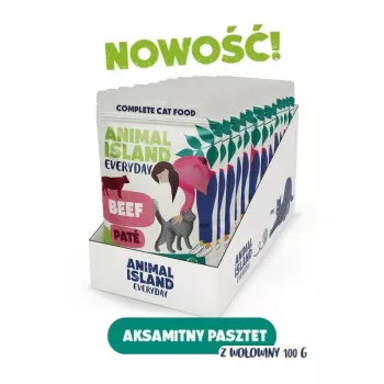 ANIMAL ISLAND liellopu gaļas pastēte kaķiem maisiņos 12x100g