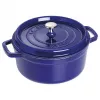 Staub 24 cm apaļa čuguna kastrolis tumši zilā krāsā