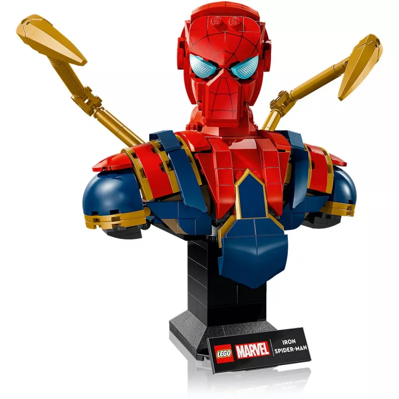 LEGO Marvel kolekcionējams krūšutēls Dzelzs Zirnekļcilvēks 76326, 379 gabali, 18+ demonstrācijas modelis, 170×200×110 mm