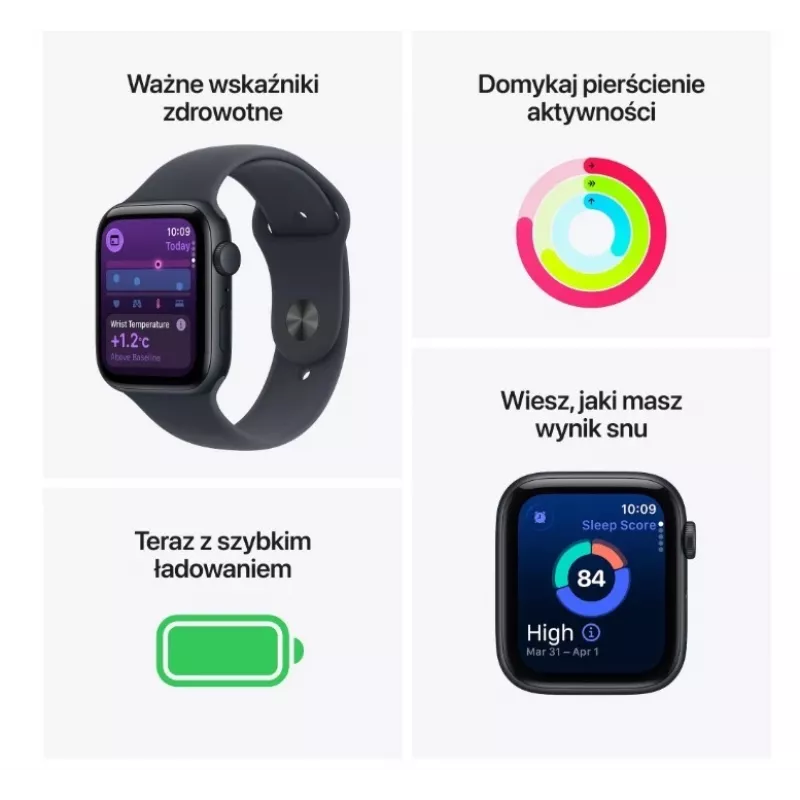 Apple Watch SE 3 GPS+Cellular 44mm Midnight Aluminium Korpusā ar Midnight Sport Siksniņu M/L