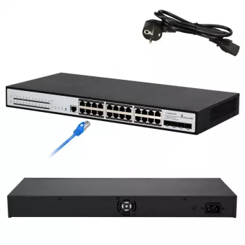 Pārvaldāms slēdzis Extralink Chiron Pro 24x RJ45 1000Mb/s PoE 4x SFP+ L3 370W