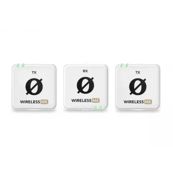 RØDE Wireless ME Dual White - kompakta bezvadu mikrofonu sistēma ar diviem raidītājiem divkanālu ierakstam