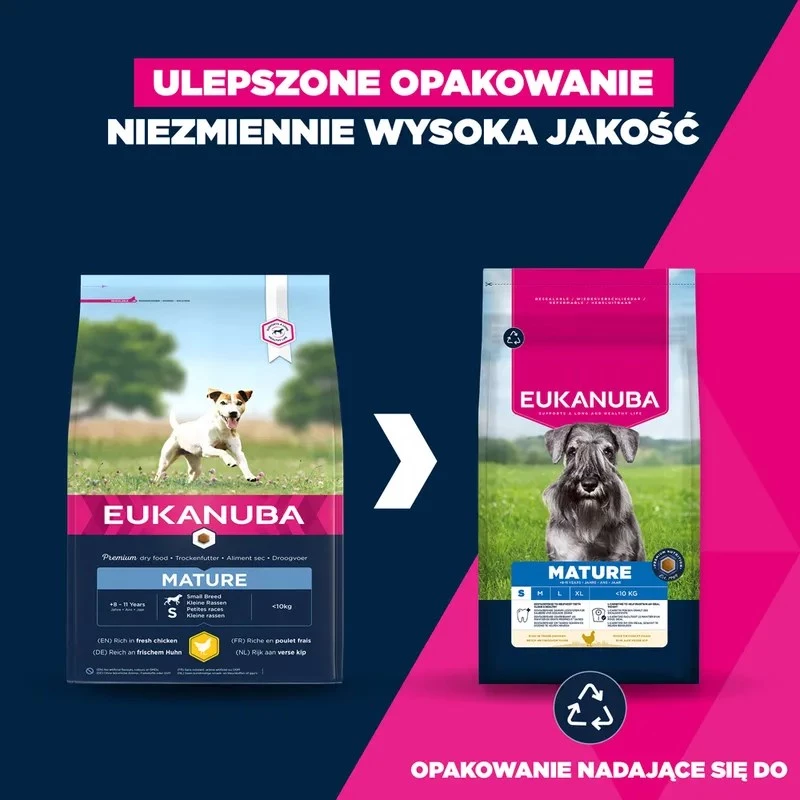 Sausā suņu barība EUKANUBA Mature Small Chicken 3 kg — pieaugušām mazo šķirņu suņiem