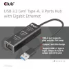 USB Hubs CLUB3D USB 3.2 Gen1 Type-A 3 Porti ar Gigabit Ethernet