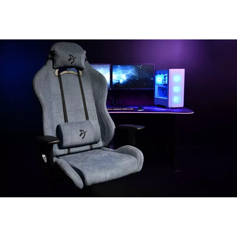 Spēļu krēsls Arozzi Torretta SoftFabric Blue – ergonomisks, regulējams augstums un roku balsti