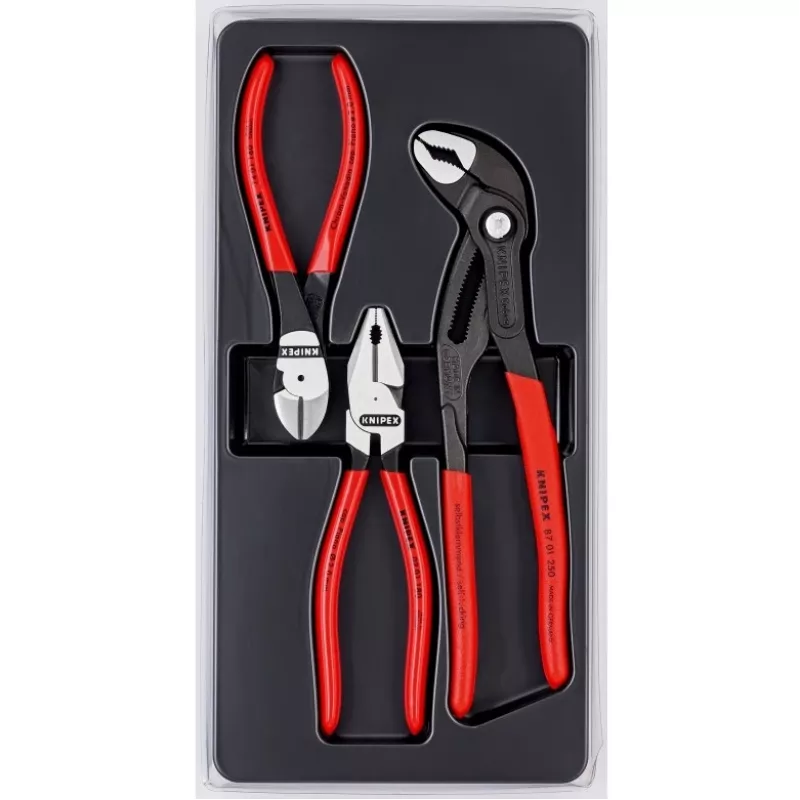 Knipex knaibles komplekts power pack ar 3 pulētiem plastmasas termoformētiem ieliktņiem