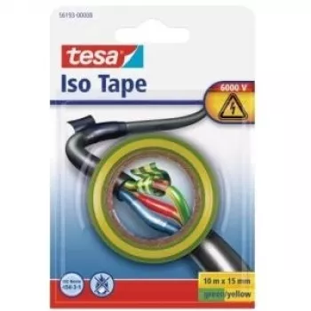 Izolācijas lente TESA 56192-00014-01 zaļi dzeltena 13 mm