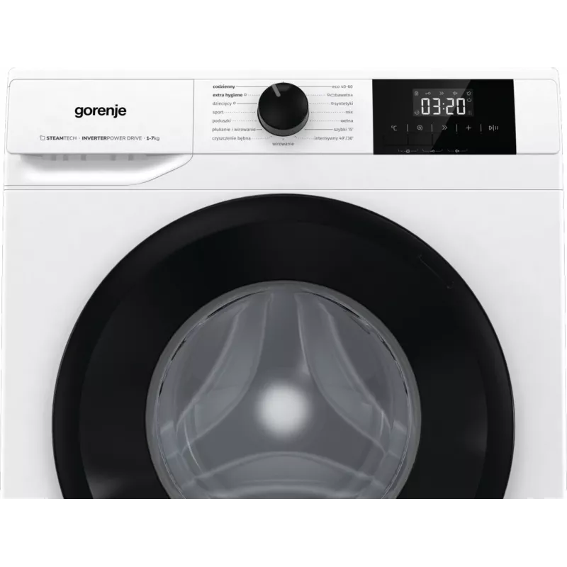 Brīvstāvoša veļas mazgājamā mašīna Gorenje W3NGPI72SBS, 7 kg, 1200 RPM, invertora motors, tvaiks, 15 programmas, balta
