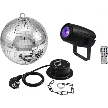 Disko bumbas komplekts EUROLITE 20 cm ar motoru un PST-5 QCL Spot LED