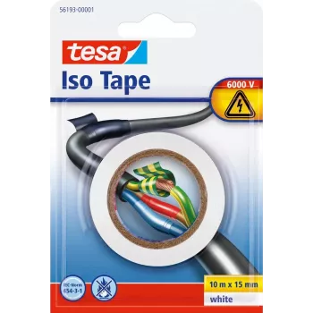 Elektriskā lente TESA 56193-00001-22, balta, 10 m x 15 mm