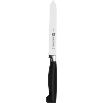 ZWILLING 35145-007-0 — 7-daļīgs nažu un griešanas dēļa komplekts ar pavāra nazi, dārzeņu nazi, maizes nazi, virtuves šķērēm, melns bloks
