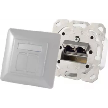 Kontaktligzda 2 x RJ-45 ShiverPeaks 74280-PW — Cat6a, 500 MHz, pērļbalta, metāla korpuss