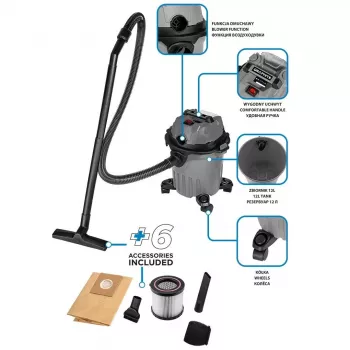 Graphite Vacuum 58GE133 – bezvadu slapjās/sausās tīrīšanas putekļsūcējs 12 L