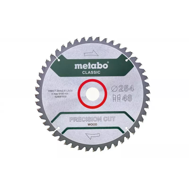 Metabo 628061000 Precision Cut Wood Classic ripzāģa asmens, 254 x 30 mm, 48 zobi