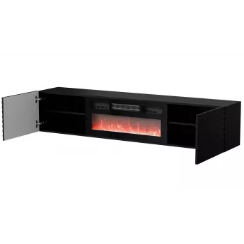 Cama RTV skapis TULA 183x35x37 melns matēts + melns kamīns