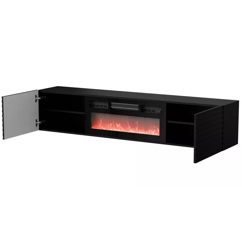 Cama RTV skapis TULA 183x35x37 melns matēts + melns kamīns