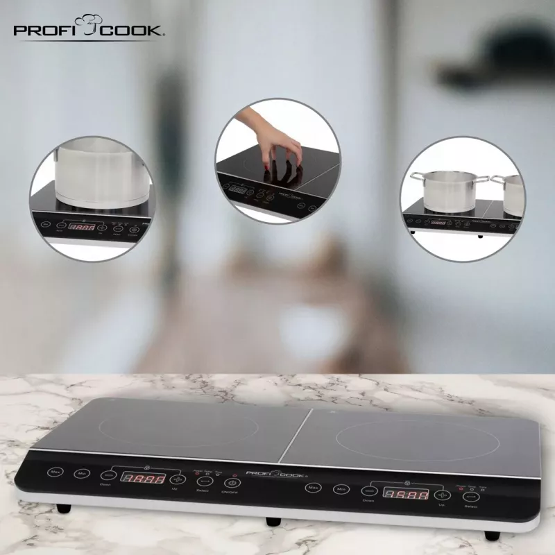 PROFI COOK PC-DKI 1067 indukcijas plīts, 3500W, 2 gatavošanas zonas, melna