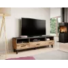TV statīvs Cama Meble LOTTA 180 cm – Wotan ozola rāmis, matēti melna skaidu plātnes virsma, 1800×400×530 mm