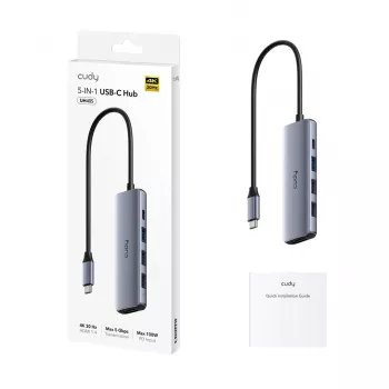 CUDY UH405 5-IN-1 USB-C Centrmezgls ar HDMI 4K