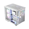 PC korpuss MODECOM Volcano Panorama Midi Tower balts — micro ATX, rūdīts stikls, ARGB, USB-C, atbalsta GPU līdz 400 mm