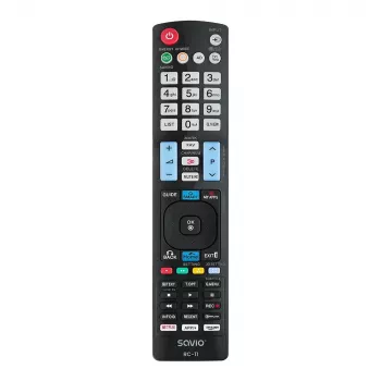 SAVIO RC-11 infrasarkanais tālvadības pults LG TV, melna, darbības rādiuss 10 m, atbalsta 1 ierīci