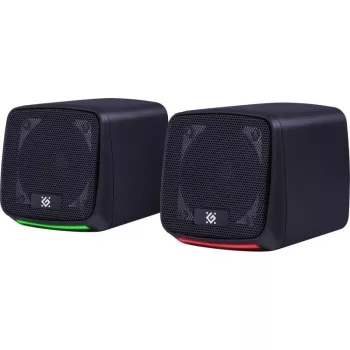 Datora skaļruņi DEFENDER J3 2.0 6W LED USB, 2×3W RMS, 90–20000 Hz, 3.5 mm, melni
