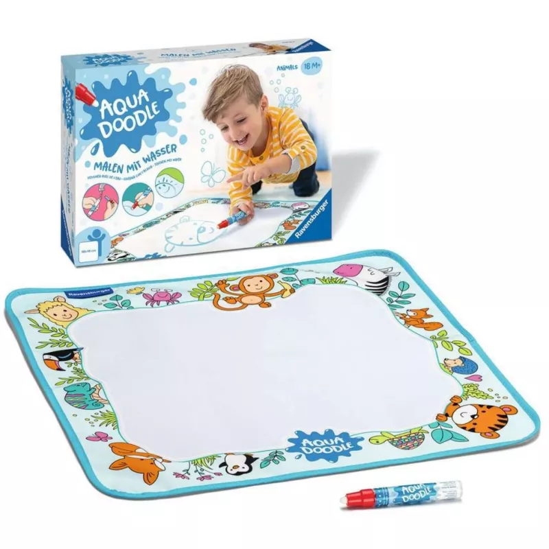 Ravensburger Aqua Doodle Animals zīmēšanas paklājs — ministeps komplekts beztraipu zīmēšanai ar ūdeni