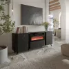 Kumode Cama Meble Volare 200 x 39 x 75 cm, melna / San Sebastian, skaidu plātne