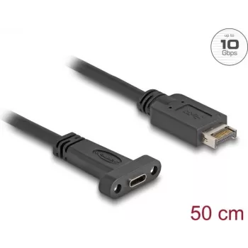 DeLOCK USB kabelis USB Type-E Key A 20 kontaktu vīrišķais uz USB Type-C sievišķais 50 cm