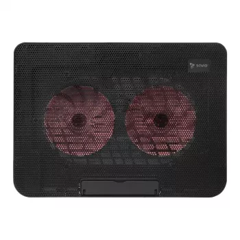 Datora dzesēšanas paliktnis SAVIO COS-02, 2 ventilatori 14 cm, USB barošana, piemērots līdz 17.3 collu klēpjdatoriem, melns