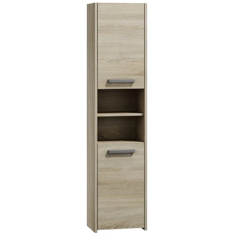 Vannas istabas uzglabāšanas skapis Top e shop S40 SONOMA — Ozola rāmis, brīvi stāvošs, 6 plaukti, 400×300×1700 mm