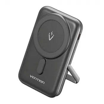 Power bank Vention 10000mAh Magnētiskais Bezvadu 20W, 1×USB-C, bezvadu uzlāde, melns