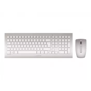 CHERRY DW 8000 bezvadu tastatūras un peles komplekts, QWERTZ vācu izkārtojums, sudrabs/balts