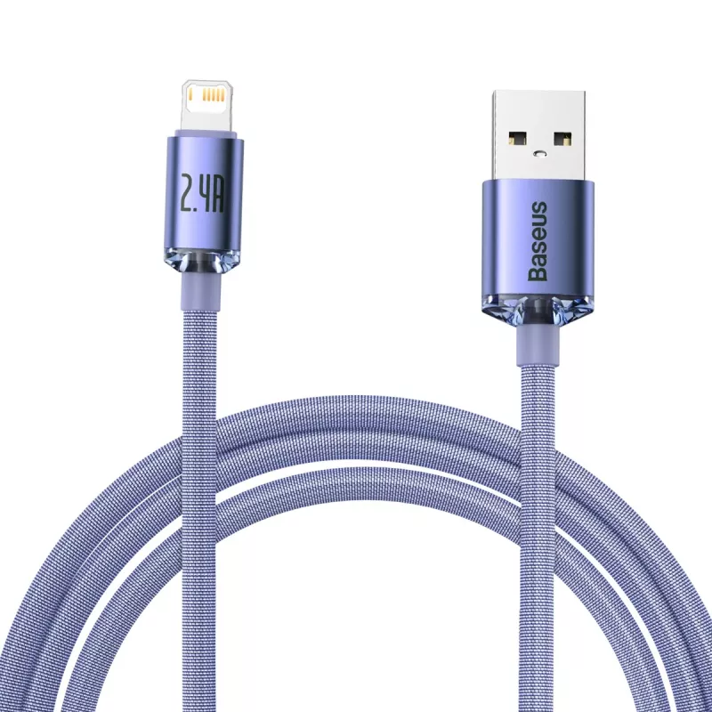 Baseus Crystal Shine kabelis USB uz Lightning, 2.4A, 2m (violets)