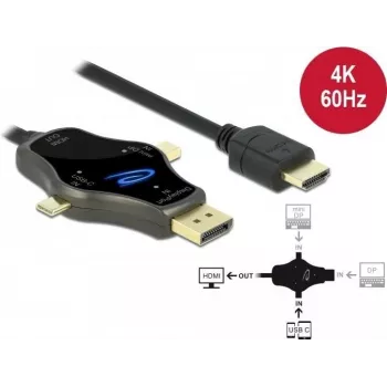 DeLOCK 3 in 1 monitora kabelis 85974 USB-C DisplayPort mini DisplayPort uz HDMI 4K 60 Hz
