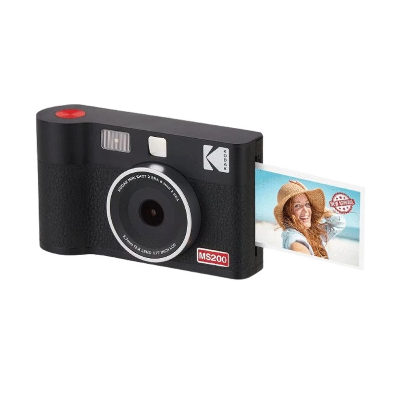 Momentānā kamera Kodak Mini Shot 2 Era — portatīvā momentkamera ar iebūvētu printeri, melna