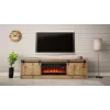TV skapis Cama Meble GRANERO ar kamīna moduli, Wotan ozols, 2000×350×567 mm, 2 durvis, 2 plaukti