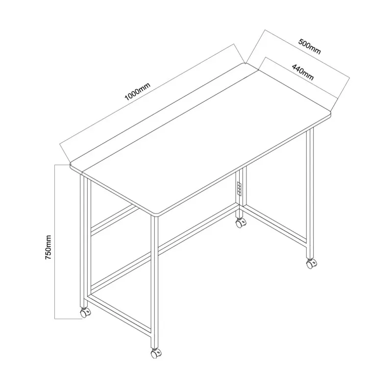 Saliekamais galds Maclean MC-1250 B, melns, mobilais, 100x50 cm, max. 50 kg