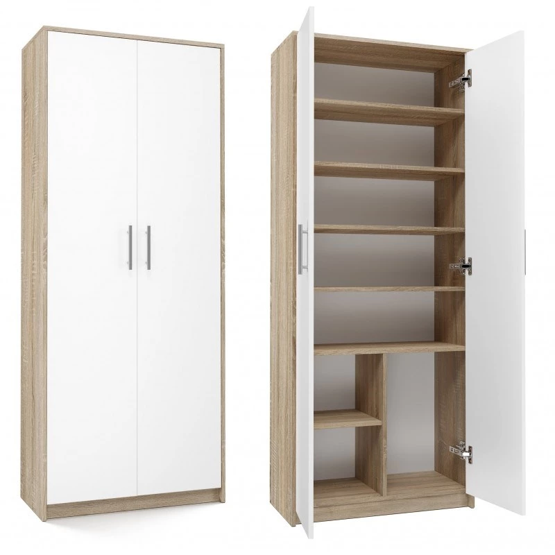 Dokumentu skapis OLIV 2D 74x35x180 cm, sonomas ozols/balts