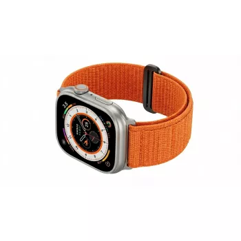 Rokas siksniņa GUAN Premium Pro Apple Watch 42/44/45/46/49 mm — Oranža Melna, regulējama