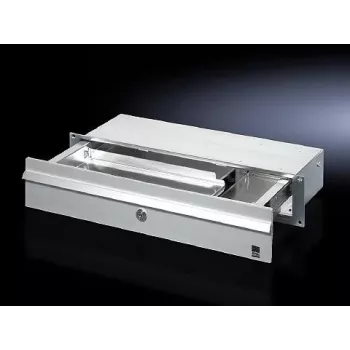 Izvelkamā atvilktne Rittal CP 6002.000 — alumīnija/tērauda korpuss, 390×139×32 mm, pelēka
