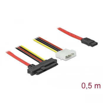 Delock SATA/SAS kabelis - SAS 12Gbit/s - iekšējais barošanas savienotājs, 4-pin, iekšējais SAS, 29-pin (SFF-8482) uz SATA (siev.) - 50 cm