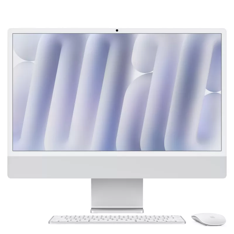 Apple 24 collu iMac ar Retina 4,5K displeju, Nano-tekstūras stikls: M4 mikroshēma ar 10 kodolu CPU un 10 kodolu GPU, 256GB SSD, 16GB - Sudrabs (MD3H4D/A)