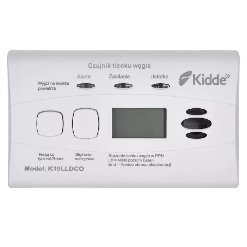 K10LLDCO Kidde oglekļa monoksīda detektors ar LCD displeju un 10 gadu akumulatoru