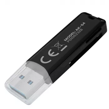 Karšu lasītājs SAVIO AK-64 USB 3.2 Gen 1 Type-A izeja, MicroSD slots, 5000 Mbit/s, melns