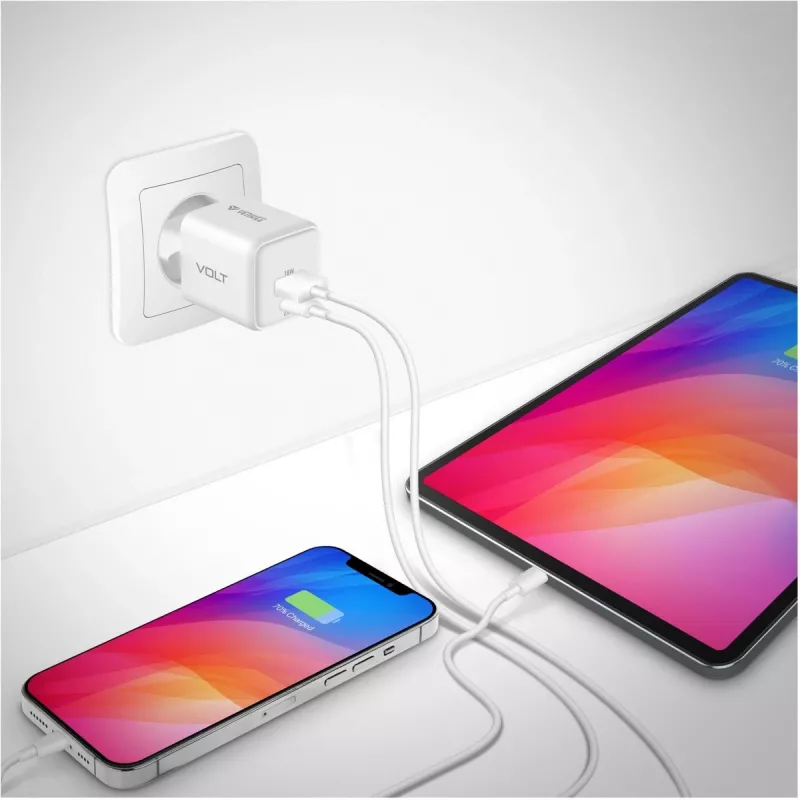 YENKEE YAC G38 20W 3A Power Delivery USB-C un USB-A sienas lādētājs