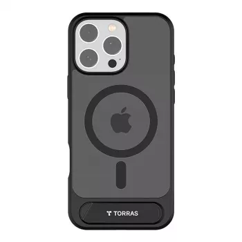 Aizsargmaciņa Torras Pstand Series iPhone 16 Pro — melna