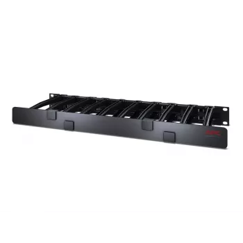 APC NetShelter kabeļu pārvaldnieks, horizontāls, 1U, viena puse ar vāku, melns, 482.6 x 44.45 x 165.1 mm