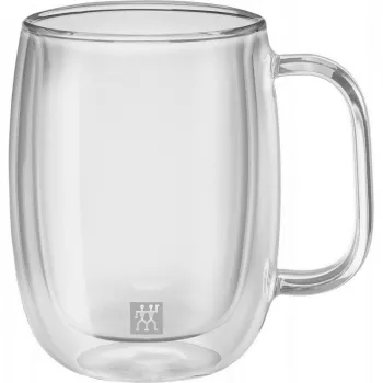 Stikla kafijas krūzes ZWILLING 39500-112-0 dubultsiena 335 ml, komplektā 2 gab., ovālas, karstumizturīgas, ar rokturiem