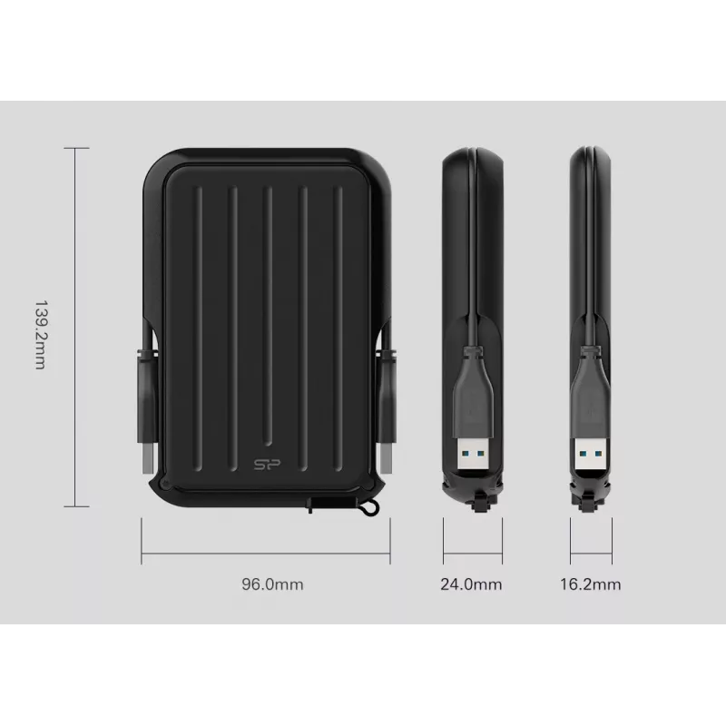 Ārējais cietais disks Silicon Power A66 2TB USB 3.2 Gen 1 (Type-A) melns/dzeltens